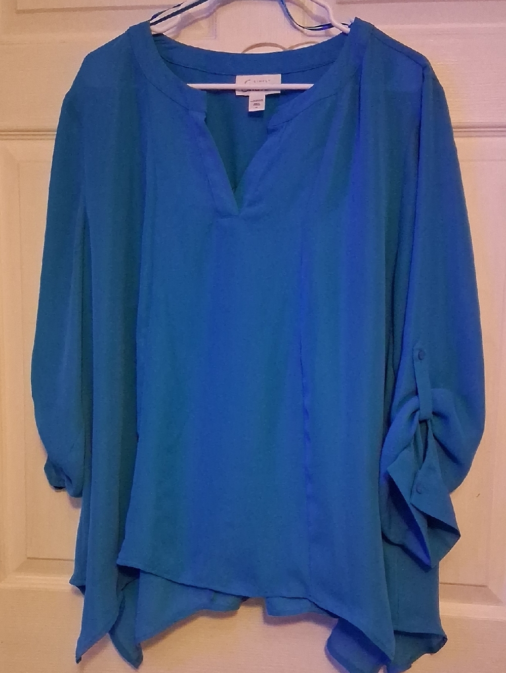 Lightweight Blue Women's V-Neck Blouse - Classic Casual